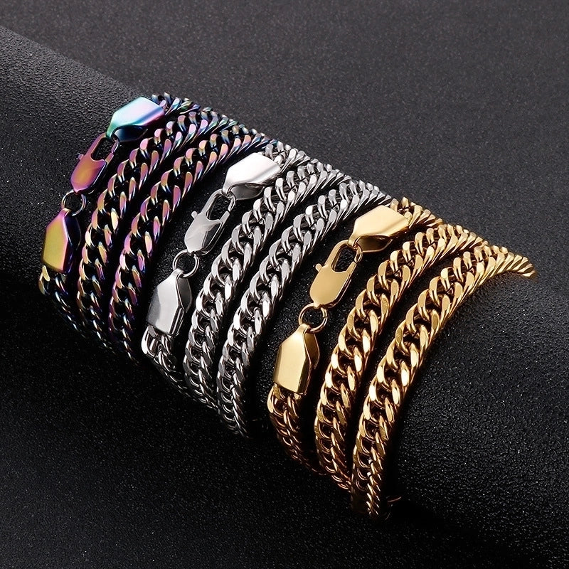 Jewelry Hip-Hop Retro Solid Color Titanium Steel 18K Gold Plated Bracelets Necklace