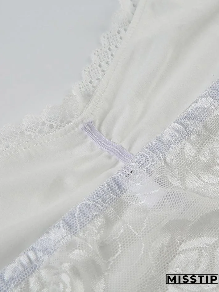 Rose Pattern Lace Cami Tank Top