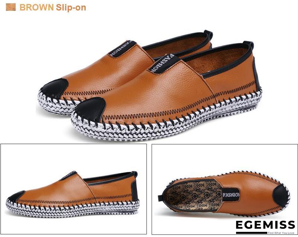 Men Breathable Comfortable Split Leather Men Loafers Flats Casual Shoes | EGEMISS