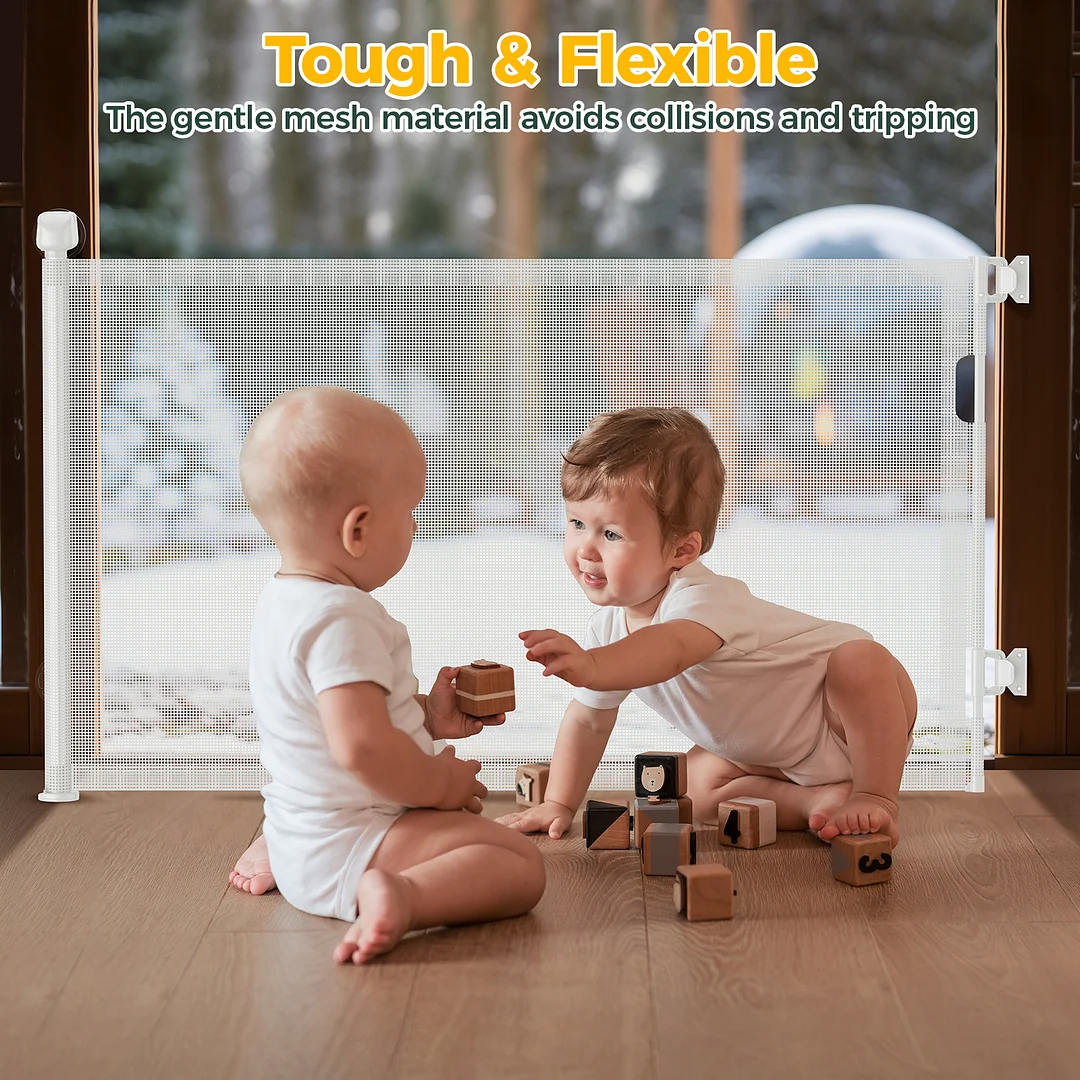 BEBANG Retractable Baby Gate, 71" Extra Wide, Retractable Dog Gate for Doorways, Stairs, Hallways, Indoor and Outdoor, Black