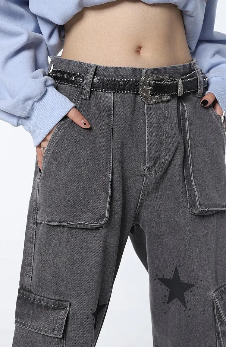 Brownm Star Printed Cargo Pants