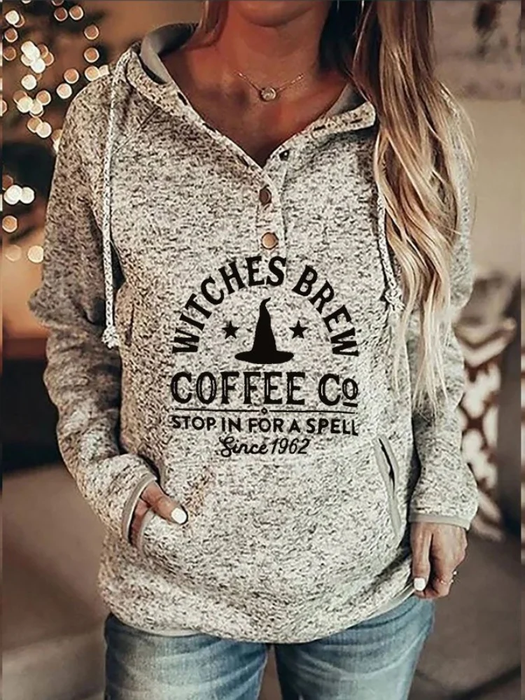 Halloween Magic Hat And Letter Print Casual Hoodie
