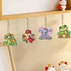 6PCS-Animal famille-double face perceuse-diamant porte-clés