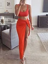 Sexy Slim Solid Color Split-Side Vest+Skirt Two Pice Suits