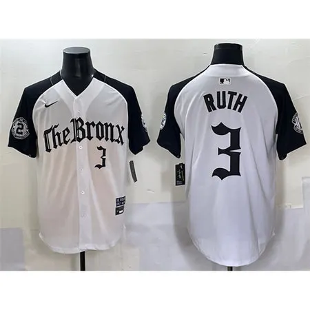Youth New York Yankees #3 Babe Ruth White "Gothic Legacy Edition" Vapor Premier Limited Stitched Baseball Jersey ZGEC