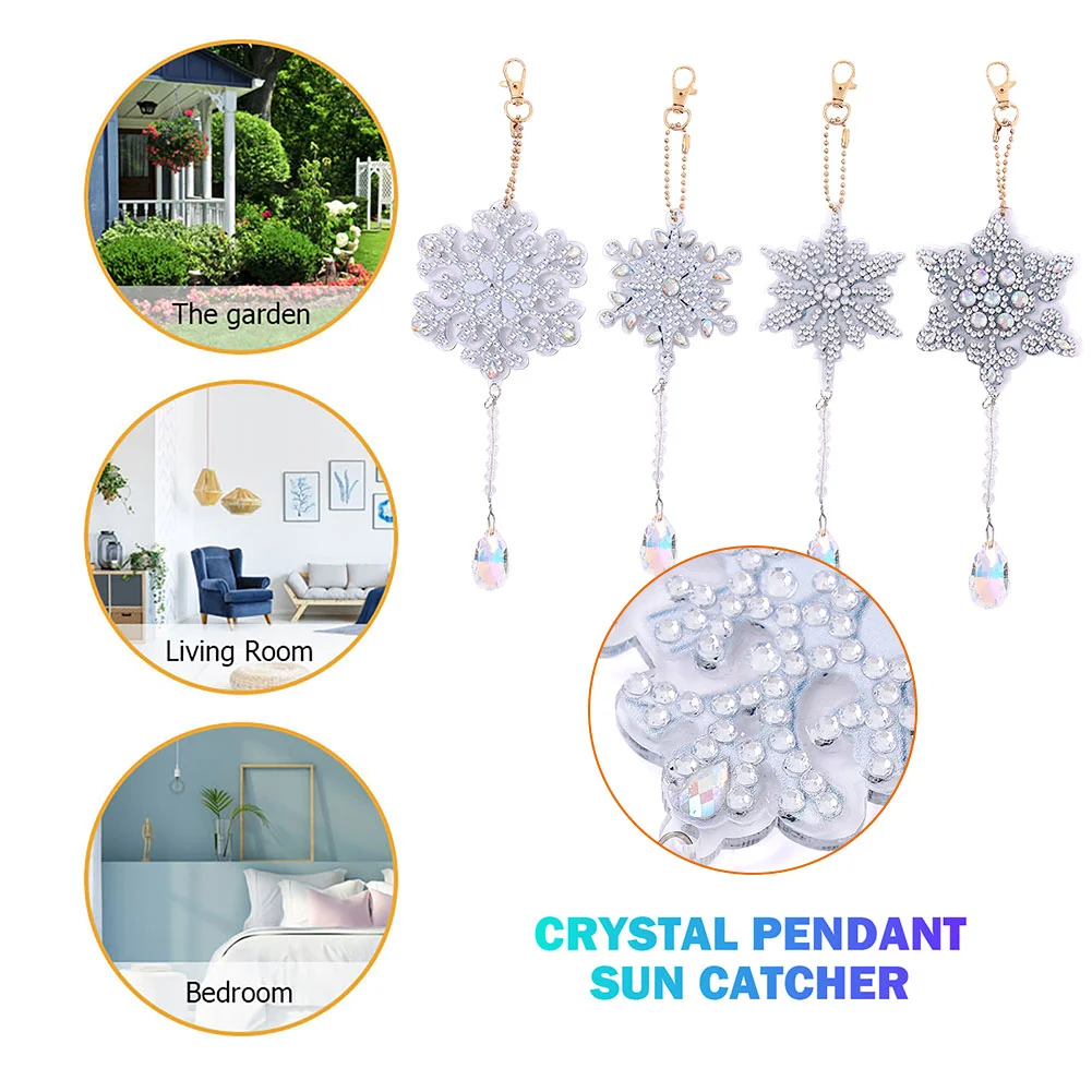 4pcs Christmas Snowfla Wind Chimes Holiday Party Indoor Outdoor Hanging Decoration
