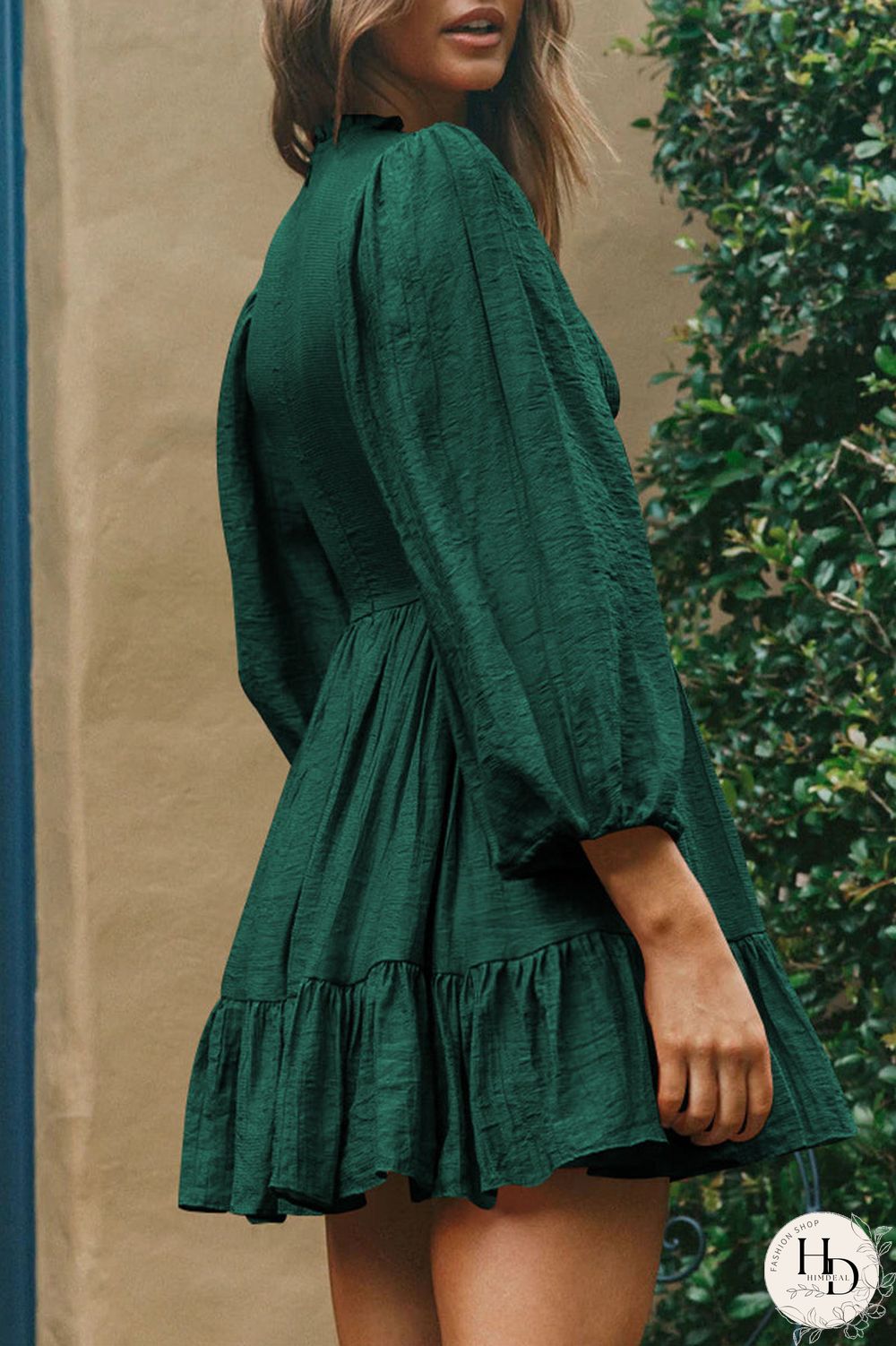 Fashion Solid Flounce O Neck Long Sleeve Dresses(11 Colors)