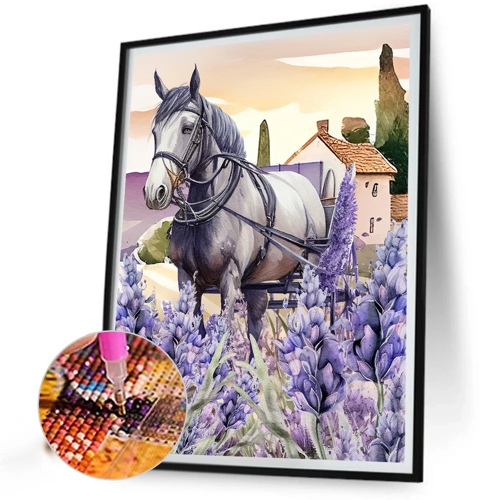 Diamond Painting - Full Round Drill - Lavender Horse(30*40cm)