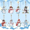 8Pcs noël bonhomme de neige double face-bricolage porte-clés