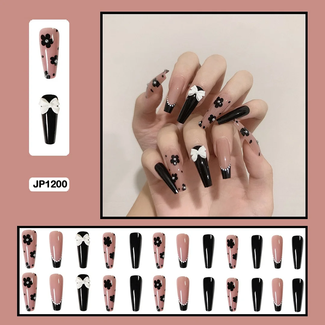 Butterfly Lovely Girl Nail Art Wearable Press On Fake Nails Tips With Glue And Sticker 24pcs/box With Wearing Tools As Gift-Nail Inspo