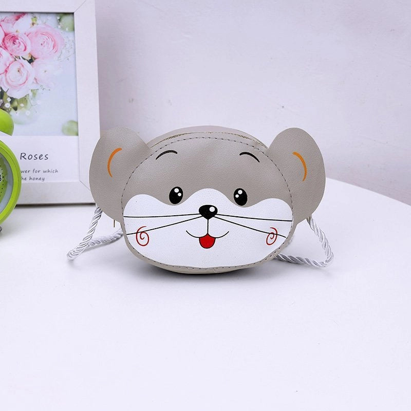 Kid’S Small Pu Leather Animal Elegant Streetwear Square Zipper Shoulder Bag Coin Purse