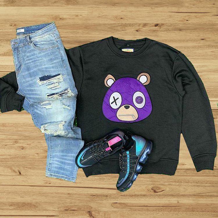 Purple X bear printed sweater