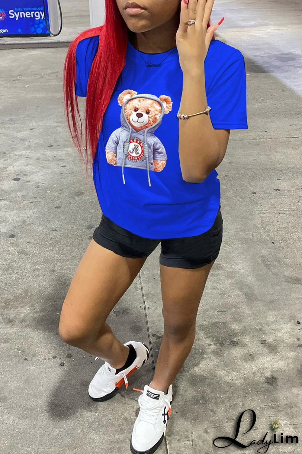 Yellow Fashion Casual Cartoon Print Basic O Neck T-Shirts