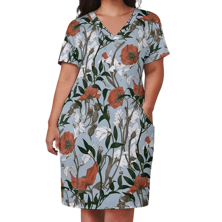 Personalized Design Women's Loose Pocket Dress Fashion Texture