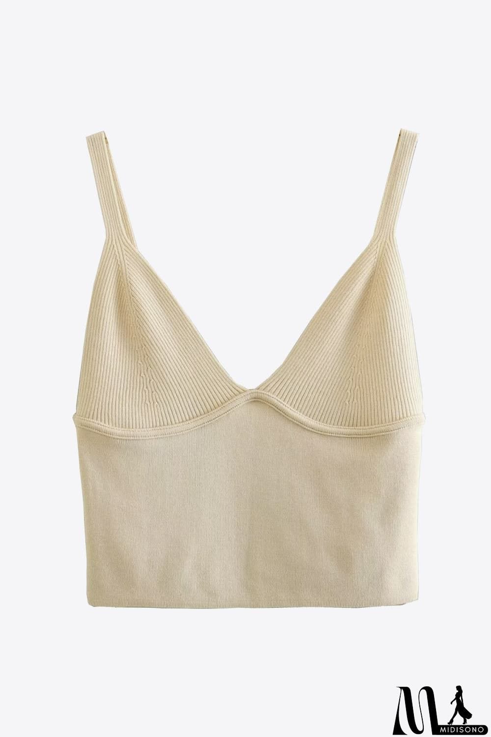 MidiSono - Ribbed V-Neck Cami and Skirt Set