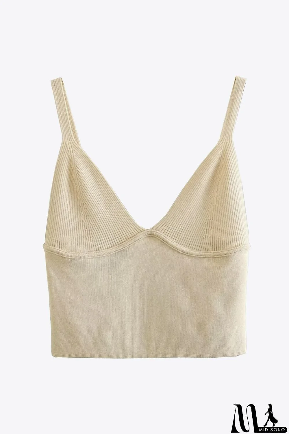 MidiSono - Ribbed V-Neck Cami and Skirt Set