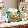 (24cm)Diamond Art Tissue Box Cover DIY PU Desktop Organizer(Sunflowers and birds)