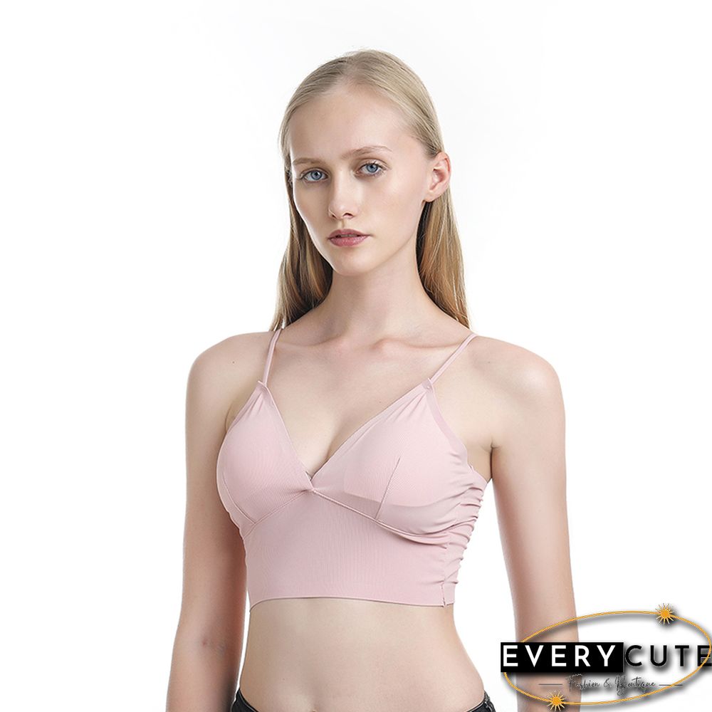 Sexy Satin Crop Tops Women Wireless Bralette Crochet Top Female Spaghetti strap T-shirt