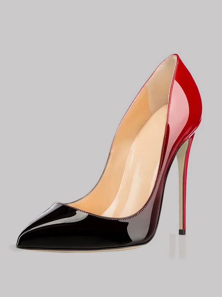 120mm Women's Apricot Bottom Gradient High Heels Pointed Toe Fashion Patent Stiletto Pumps