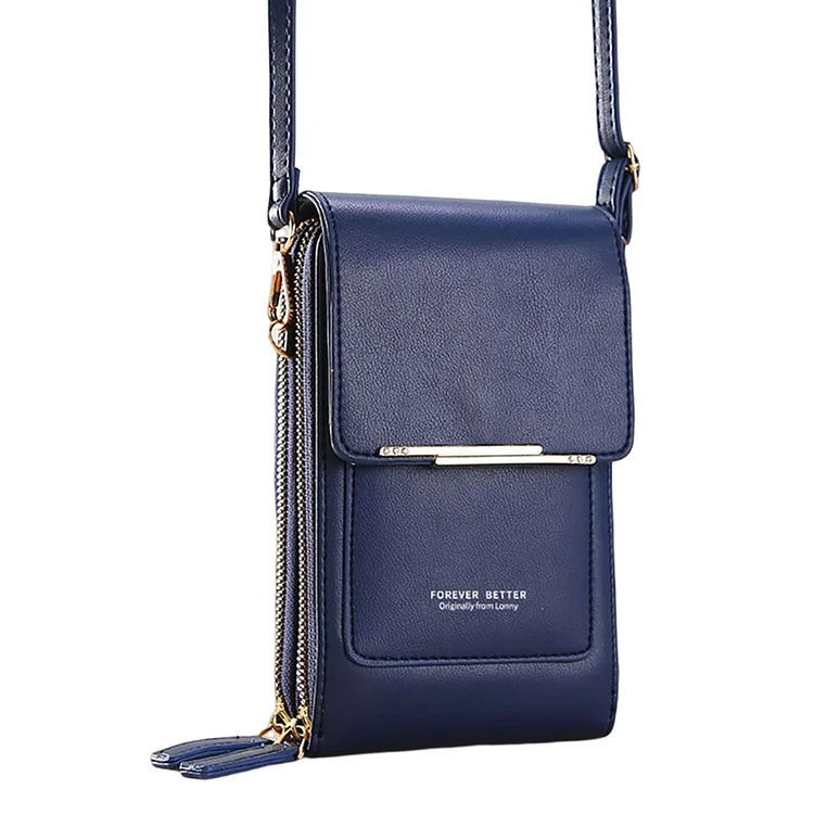 Crossbody Bag Leather Waterproof Women Handbags for Daily Leisure (Dark Blue)