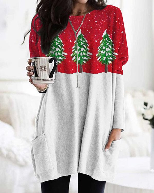 Crew Neck Loosen Christmas Snowman Knitting Top