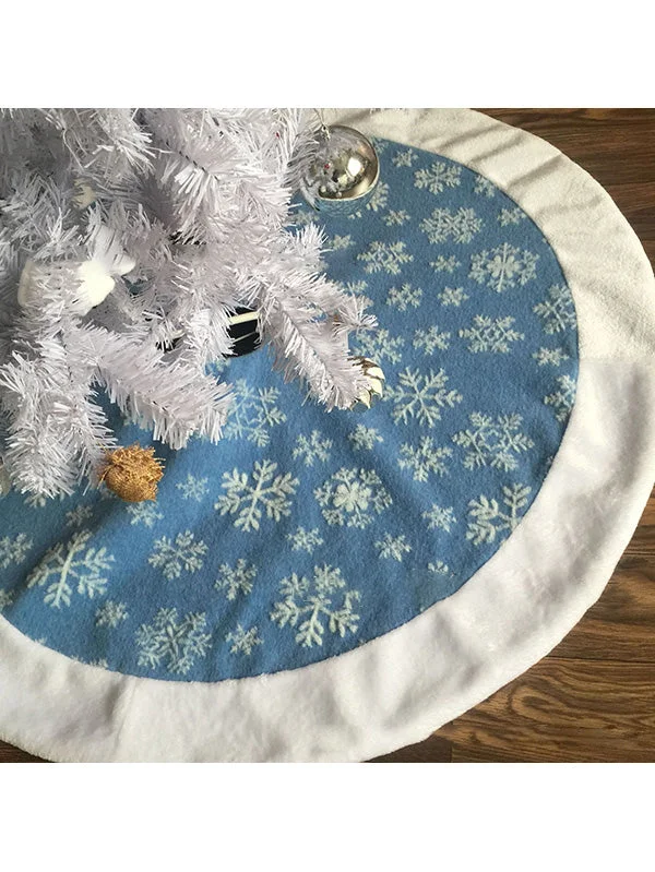 Xmas Snowflake Blue Tree Skirt Holiday Decor-elleschic