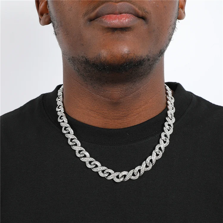 12MM Iced Out Cuban Link Infinity Necklace Hip Hop Jewelry-VESSFUL