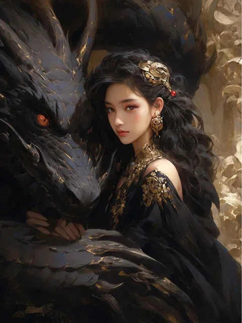 Fantasy Dragon And Girl 11CT Stamped Cross Stitch 50*60CM