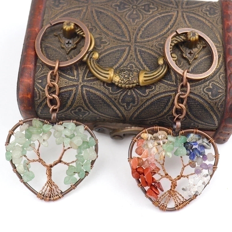 Fashion Tree Natural Stone Copper Beaded Women’s Keychain 1 Piece