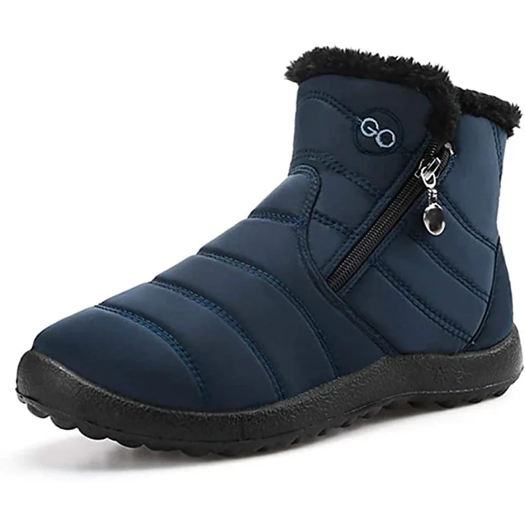 Women's Winter Snow Boots Fur Lined Warm Ankle Boots Zipper Waterproof Outdoor Booties 