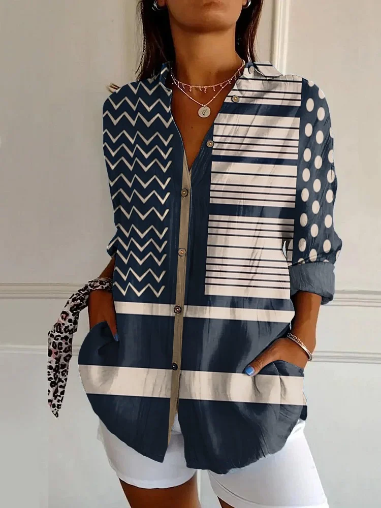 Vacation Bohemian Print Long Sleeve Shirt