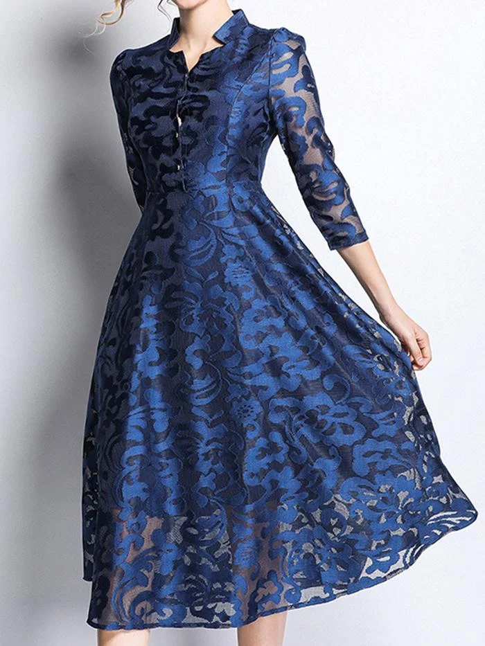 Fashionable and Elegant Lace Mid-length Dress