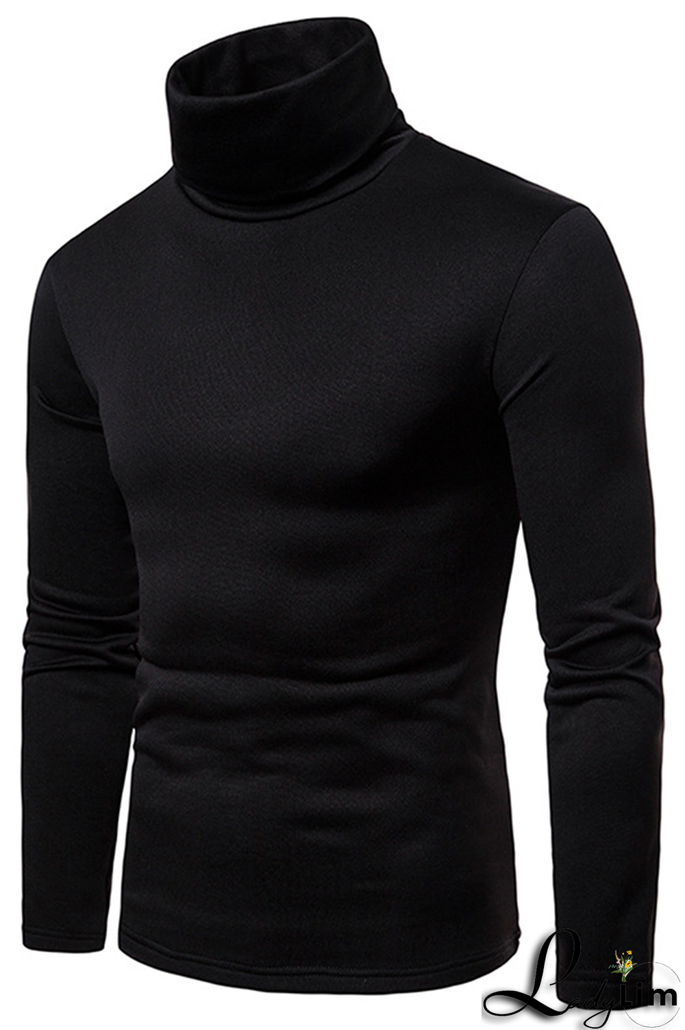 Navy Blue Fashion Casual Solid Split Joint Basic Turtleneck Tops