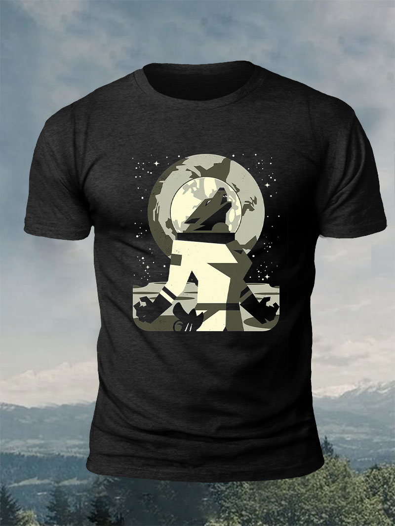 Werewolf In The Moon  Print Men Short Sleeve T-shirt