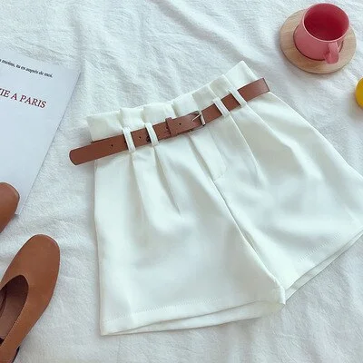 Colourp Chic Khaki Shorts for Women High Waist Spring Summer Streetwear Bottoms Women Trousers with Belt Business Elegant Shorts Women