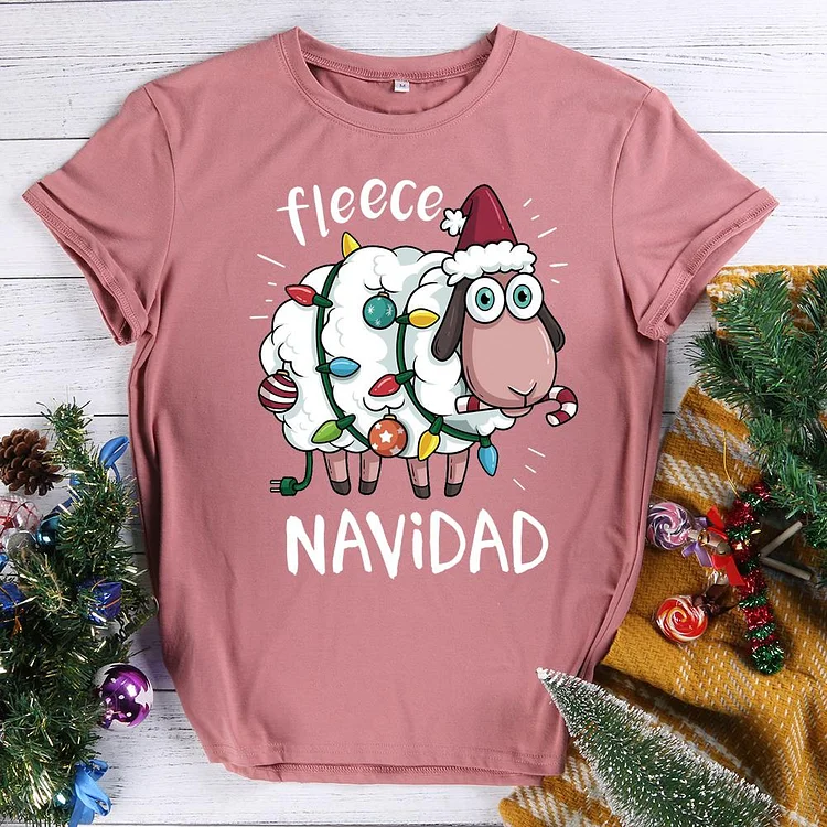 Feliz Navidad Sheep Fleece Funny Christmas T-Shirt-07818