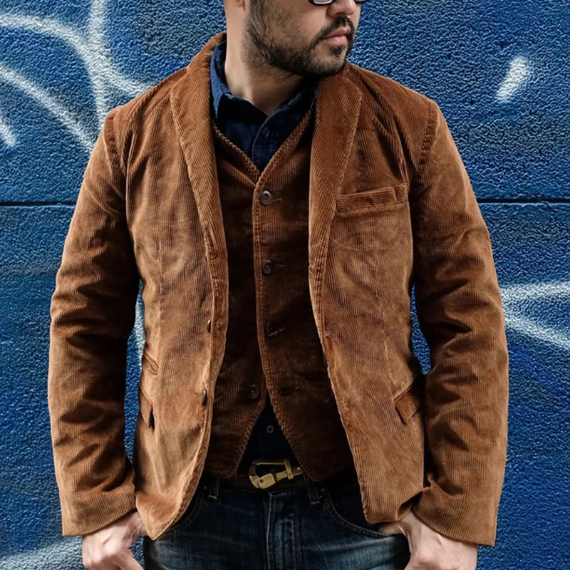Vintage Coarse Corduroy Slim-fit Hunting Jacket