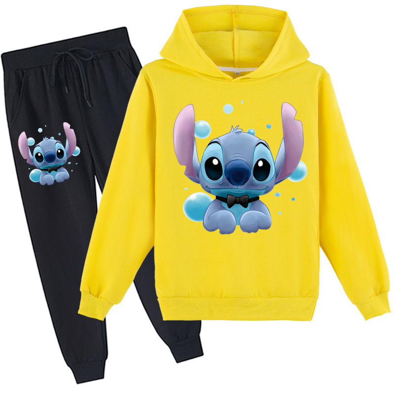 Mayoulove Stitch Long Sleeve Hoodie and Pants Set - Perfect for Disney Lovers and Cozy Days at Home - Kids' Clothing-Mayoulove
