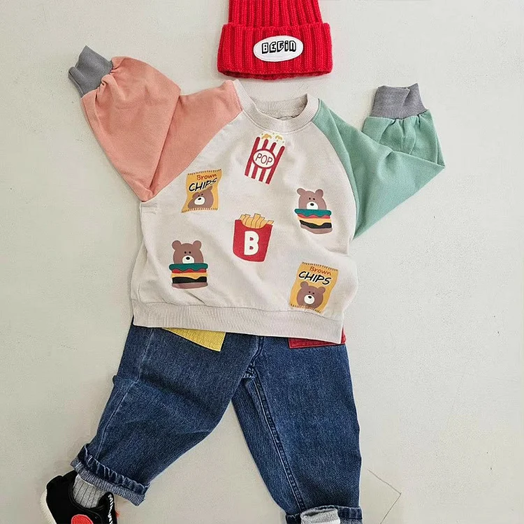 BROWN CHIPS Toddler Bear Hamburger Sweatshirt 