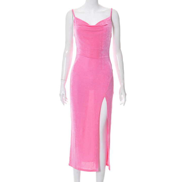 Dress Women Summer Solid Color Sleeveless Tall Waist Condole Belt Long Dresses Casual Vestidos Dropshipping SHLJQ21DS439 | Gamezelite