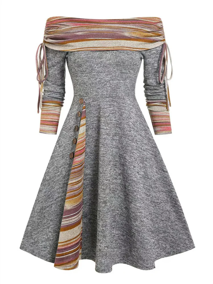 Women's Long Sleeve Graphic Midi Dress