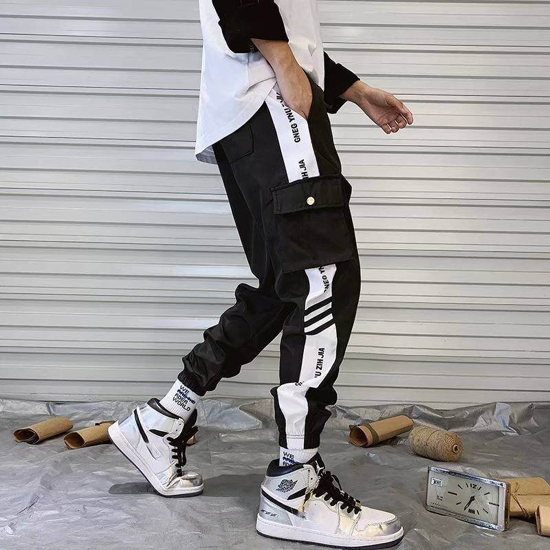 Overalls trousers with ankle feet hip-hop loose 9-point pants Korean trend casual pants