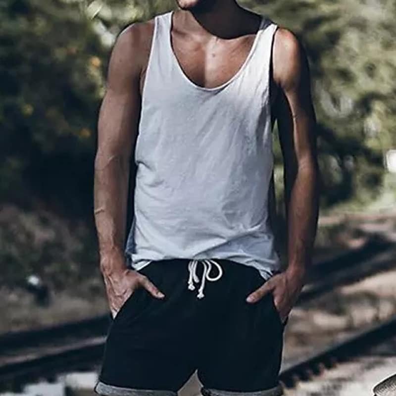 Men's Tank Top Vest Solid Color V Neck Sleeveless  Simple Casual Comfortable