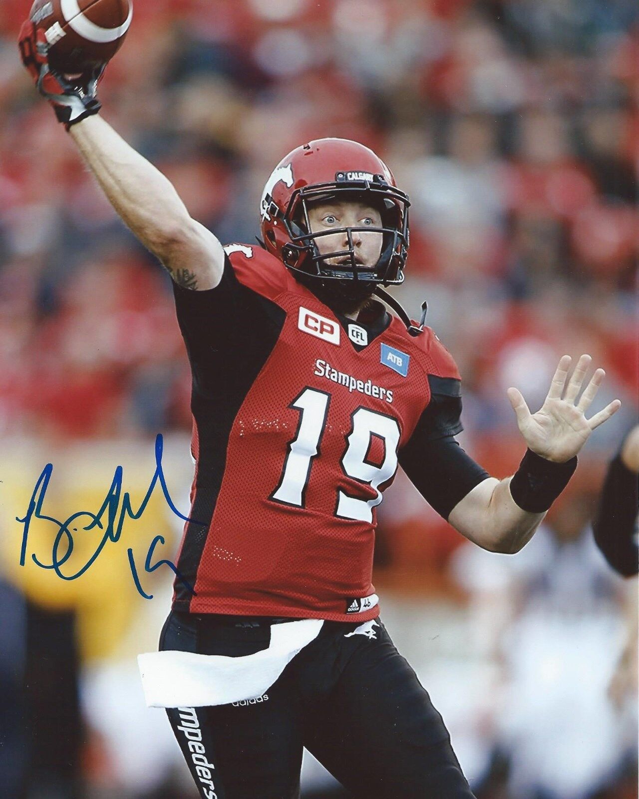 Bo Levi Mitchell Signed 8x10 Photo Poster painting Calgary Stampeders Autographed COA G