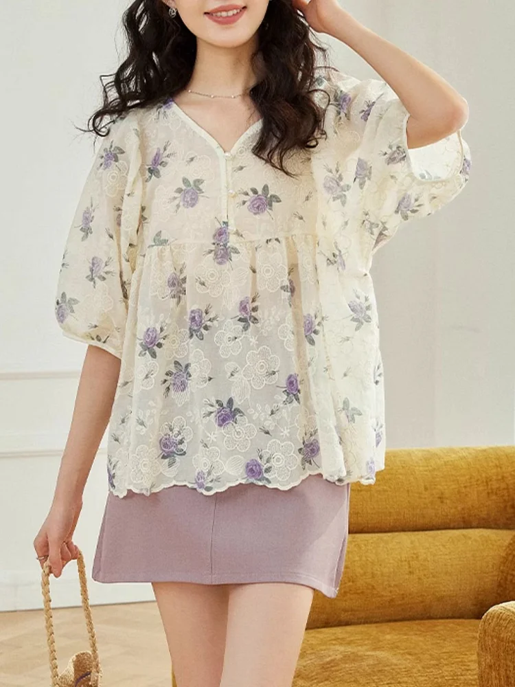 V-neck Floral Chic Shirt