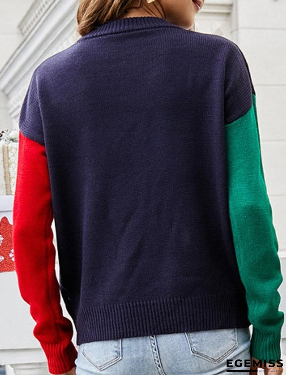 Casual Snowflake Christmas Round Neck Long Sleeve Sweater | EGEMISS