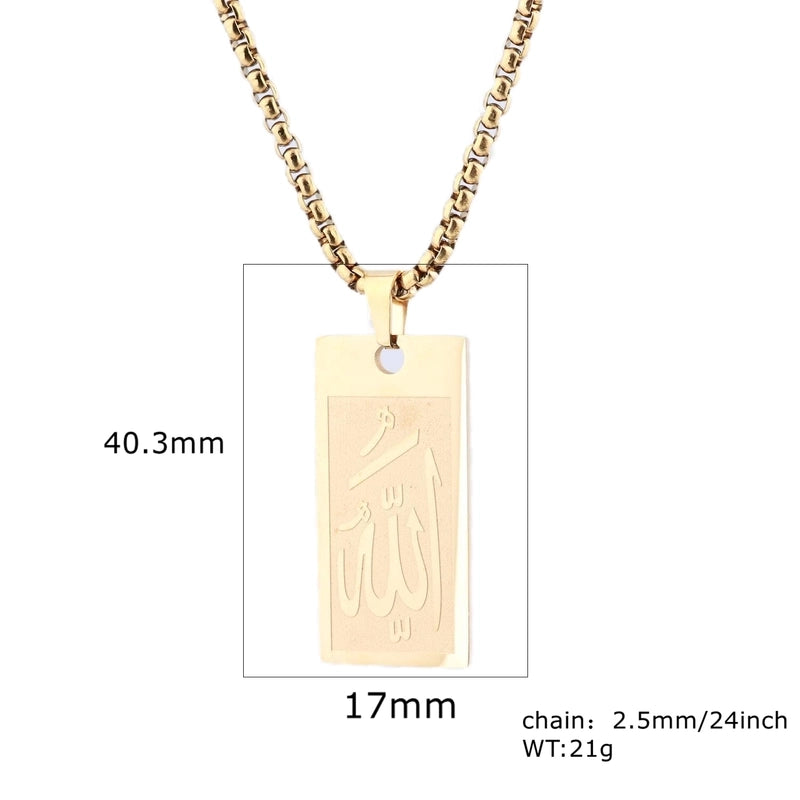 Vintage Style Geometric Muslim Allah 304 Stainless Steel Unisex Pendant Necklace Men Pendant Necklaces2