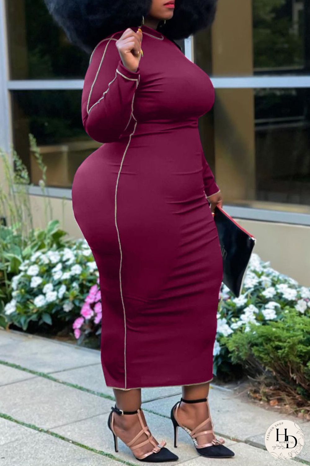 Blue Casual Solid Split Joint O Neck One Step Skirt Plus Size Dresses