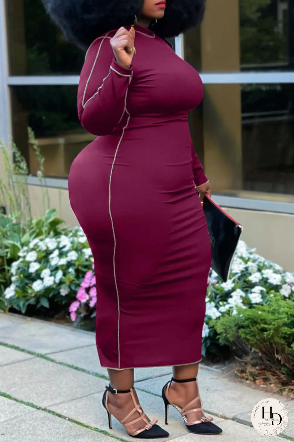 Blue Casual Solid Split Joint O Neck One Step Skirt Plus Size Dresses