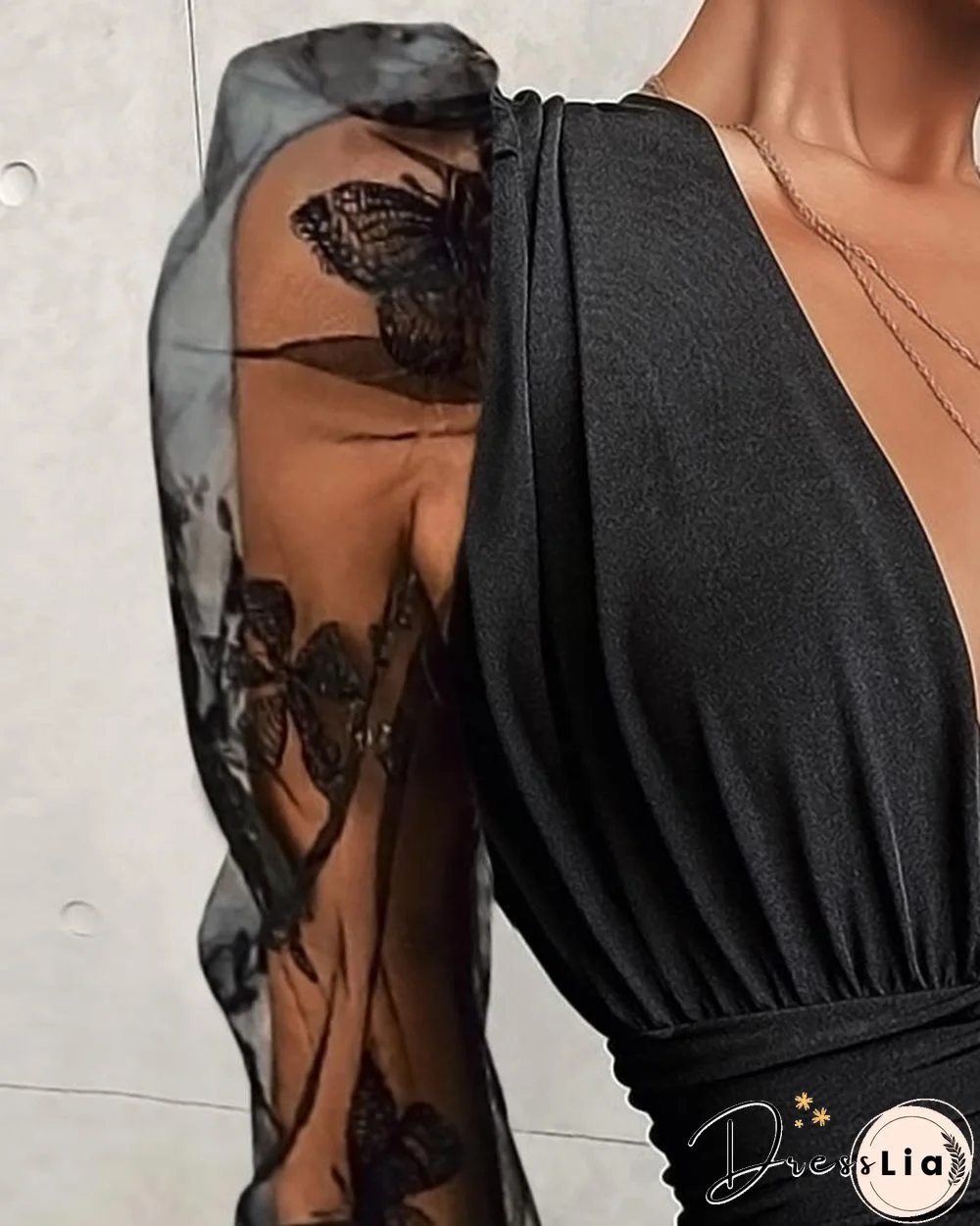 Puff Sleeve Sheer Mesh Bodysuit P14304